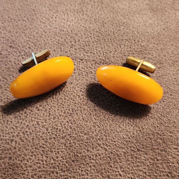 Butterscotch Amber gemstone cuff links from Lithuania Vintage - Picture 1 of 5